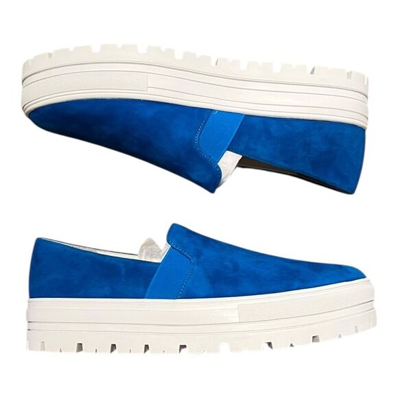 Lisa Vicky Blue Suede Gift Platform Slip On Sneaker 9 - Picture 1 of 3